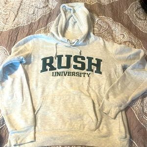 TOP OF THE LINE RUSH University Chicago embroidered hoodie.